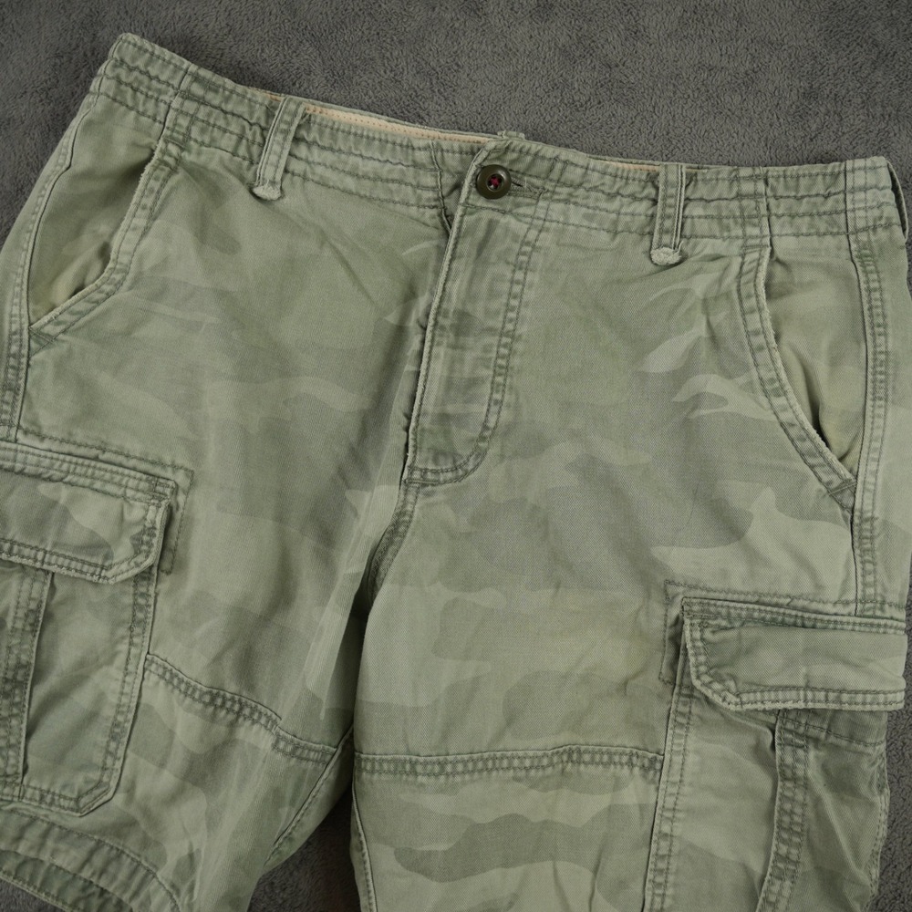 Hollister Cargo Shorts Mens 36 Green Camo Baggy Utility Casual Y2K Military